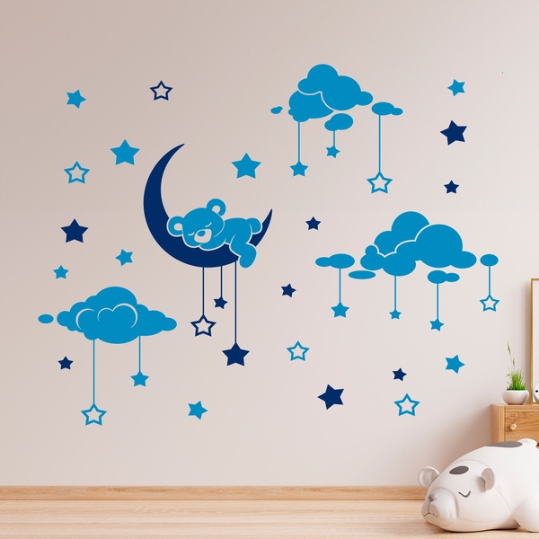 Vinilo para puerta Infantil Cielo de noche - Decovinilos