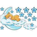 Vinilos Infantiles: Oso en las nubes y luna azul