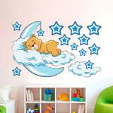 Vinilos Infantiles: Oso en las nubes y luna azul