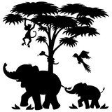 Vinilos Infantiles: Familia de Elefantes en África