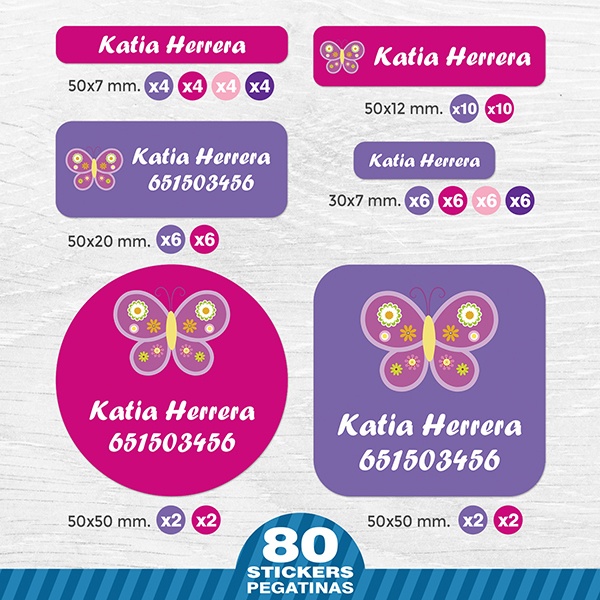 Pegatinas: Kit Etiquetas Mariposa