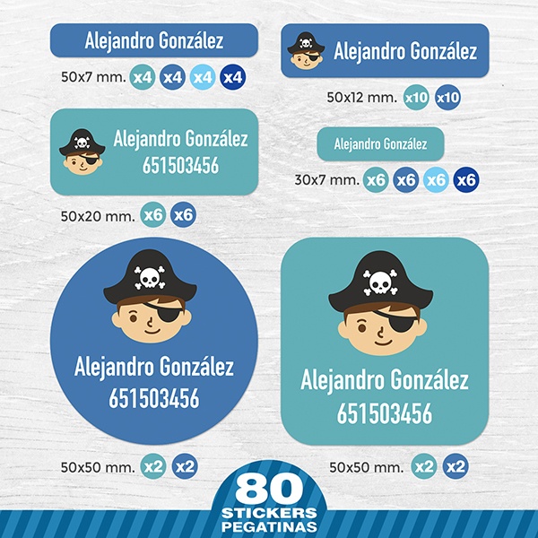 Pegatinas: Kit Etiquetas Capitán Pirata