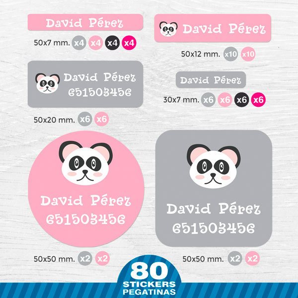 Pegatinas: Kit Etiquetas oso panda