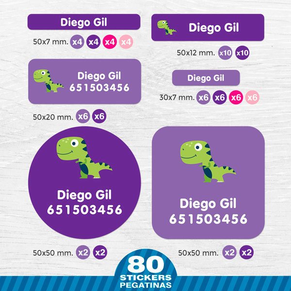 Pegatinas: Kit Etiquetas dinosaurio infantil