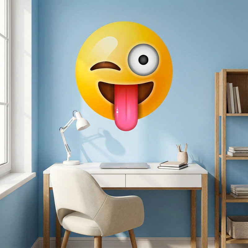 Vinilos Decorativos: Cara sonriente, gui&ntilde;o y lengua