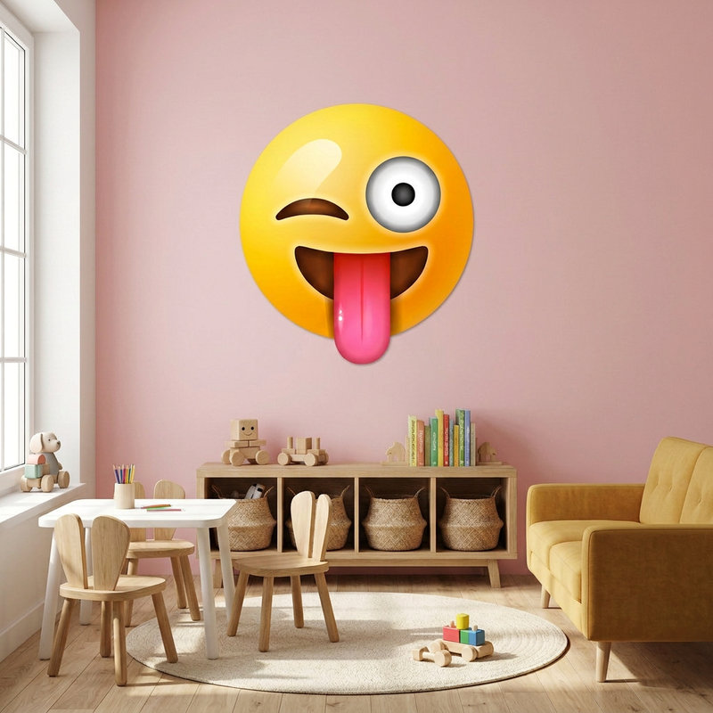 Vinilos Decorativos: Cara sonriente, gui&ntilde;o y lengua