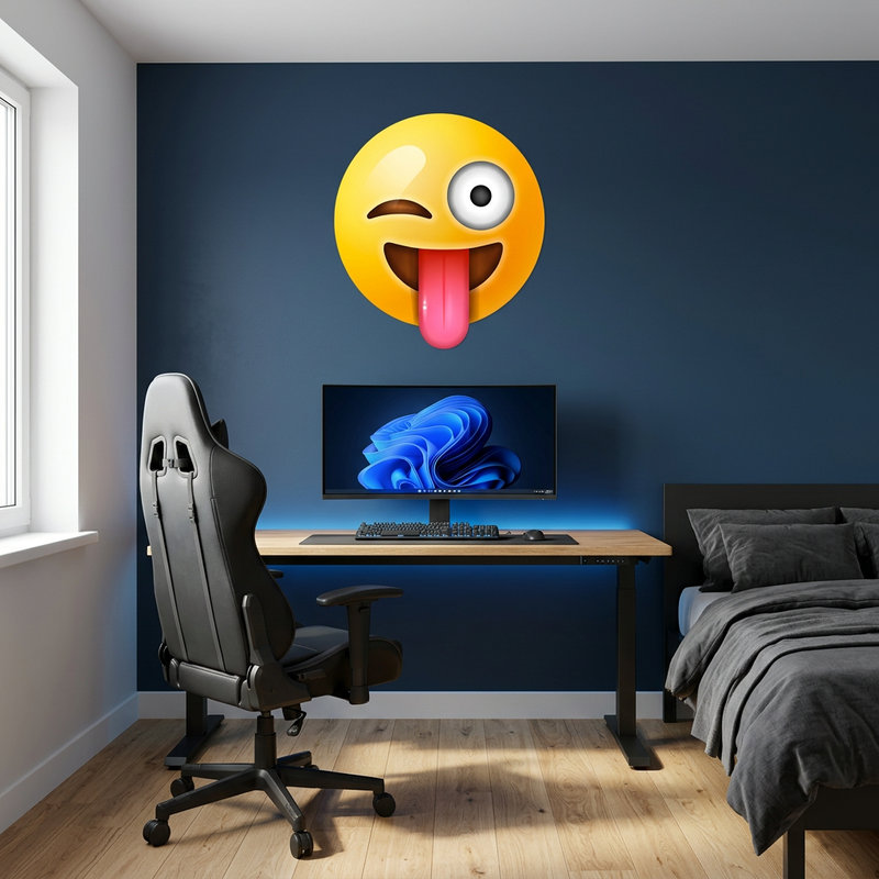 Vinilos Decorativos: Cara sonriente, gui&ntilde;o y lengua