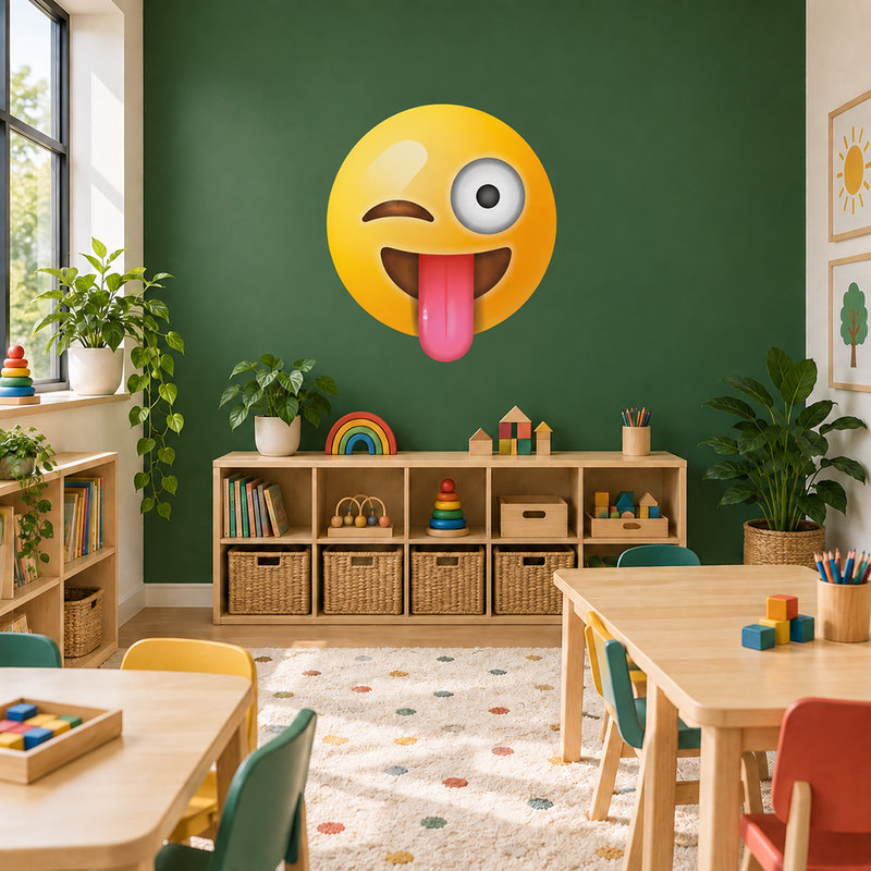 Vinilos Decorativos: Cara sonriente, gui&ntilde;o y lengua