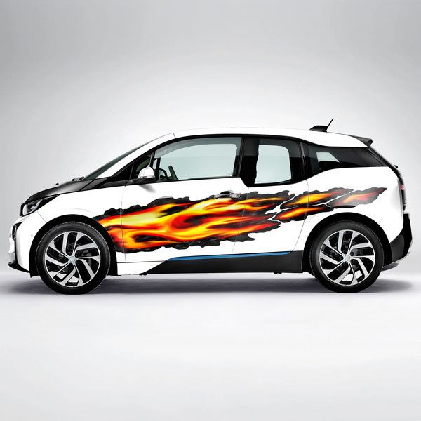 Pegatinas: Llamas Naranja y Roja con Bordes Negros