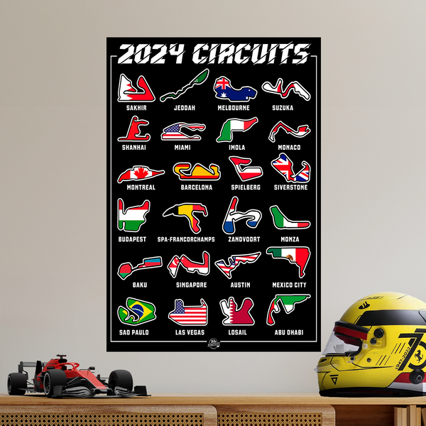 Vinilos Decorativos: Poster de vinilo de circuitos F1 2024 III