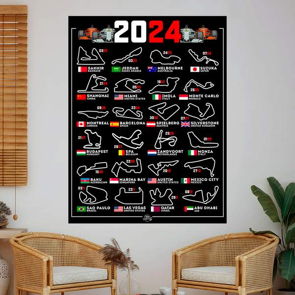 Vinilos Decorativos: Poster adhesivo de vinilo circuitos F1 2024 IV