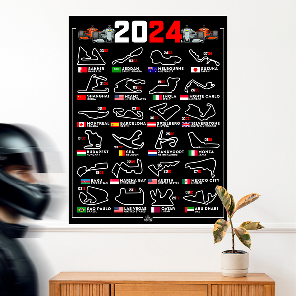 Vinilos Decorativos: Poster adhesivo de vinilo circuitos F1 2024 IV