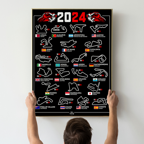 Vinilos Decorativos: Poster adhesivo de Circuitos Motos MotoGP 2024