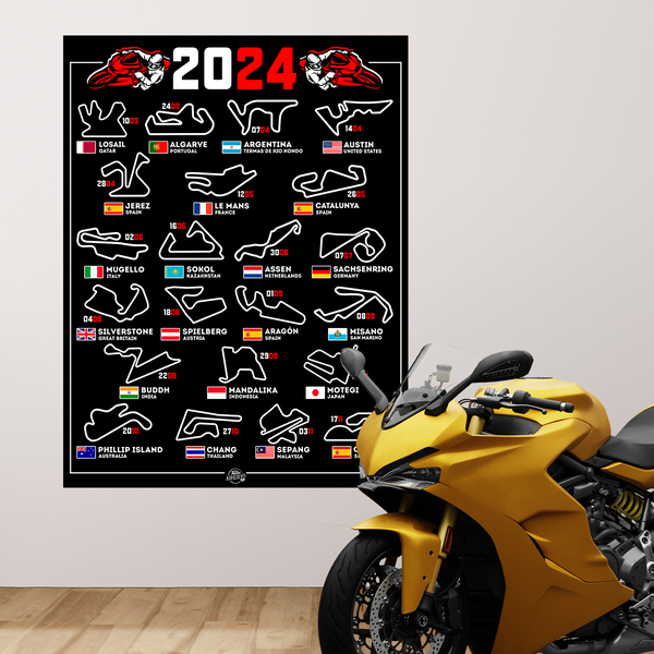 Vinilos Decorativos: Poster adhesivo de Circuitos Motos MotoGP 2024