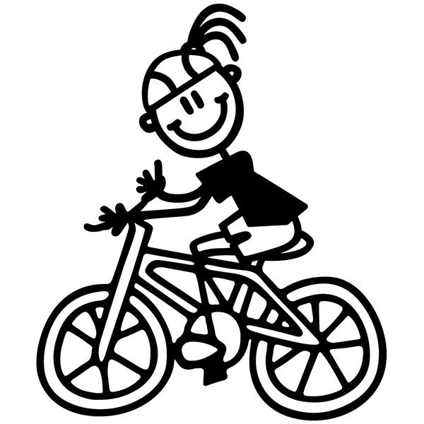 Pegatinas: Niña en Bicicleta