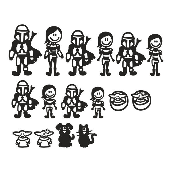 Pegatinas: Set 16X Pegatina Familia Mandalorian