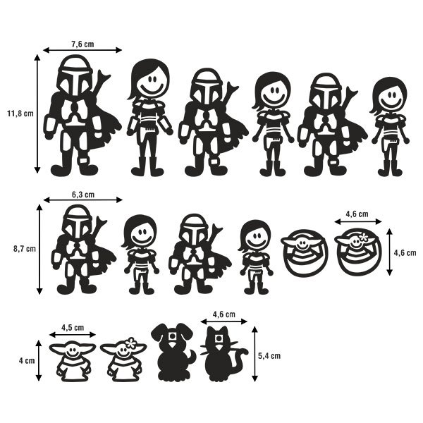 Pegatinas: Set 16X Pegatina Familia Mandalorian