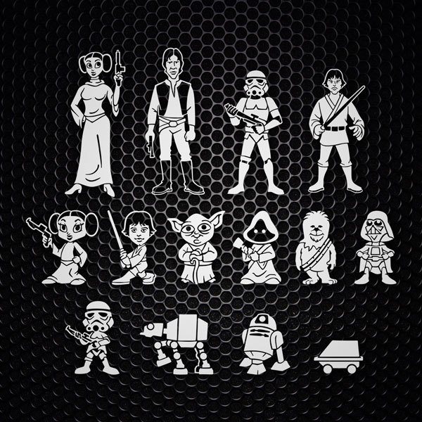 Pegatinas: Set 14X Personajes Star Wars