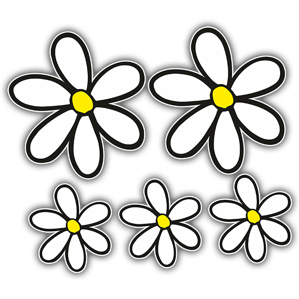 Pegatinas: Kit de 5 flores margarita surf