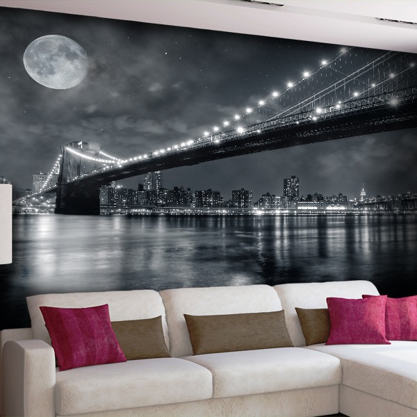 Fotomurales: Puente de Brooklyn nocturno