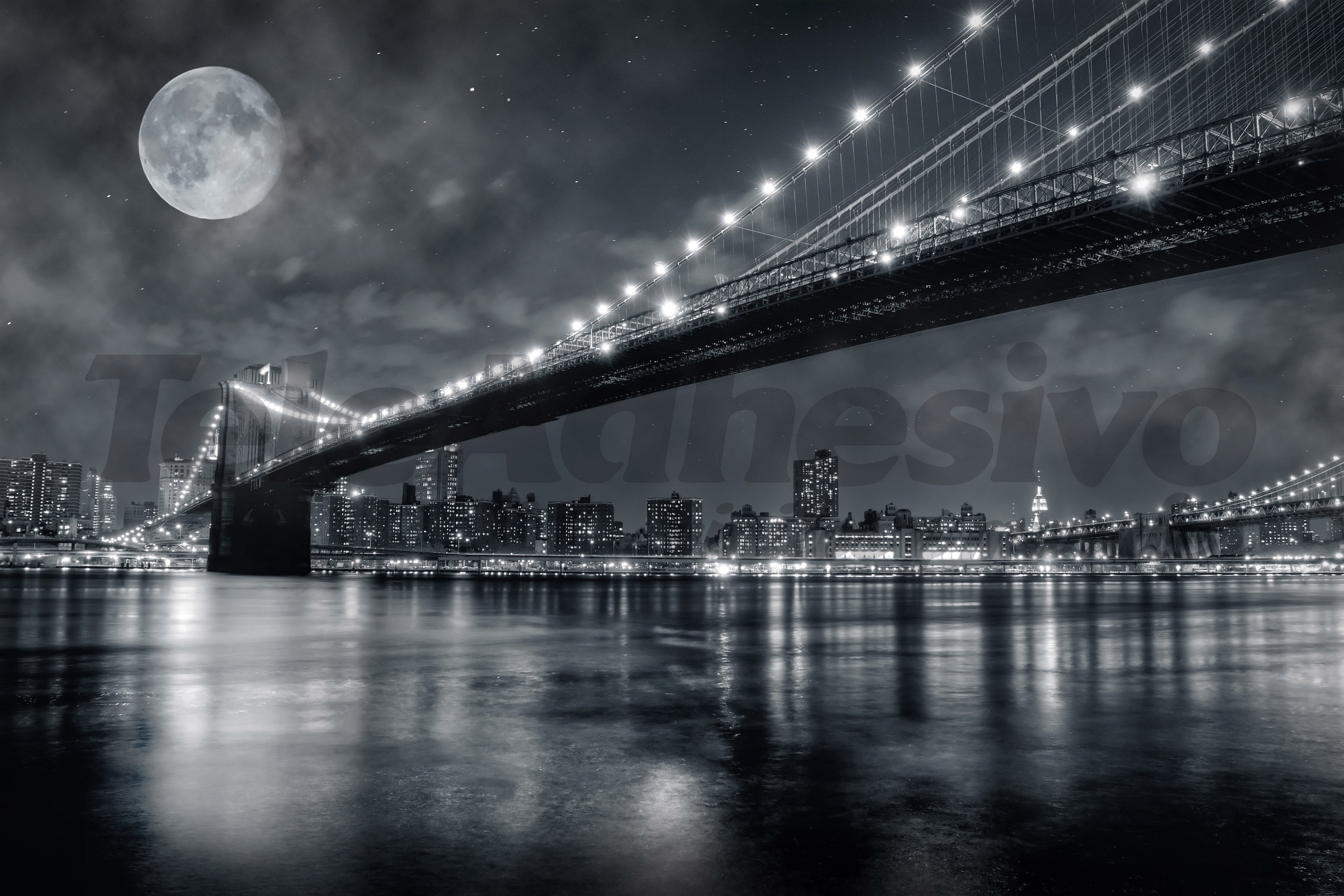 Fotomurales: Puente de Brooklyn nocturno