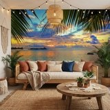 Fotomurales: Atardecer playa