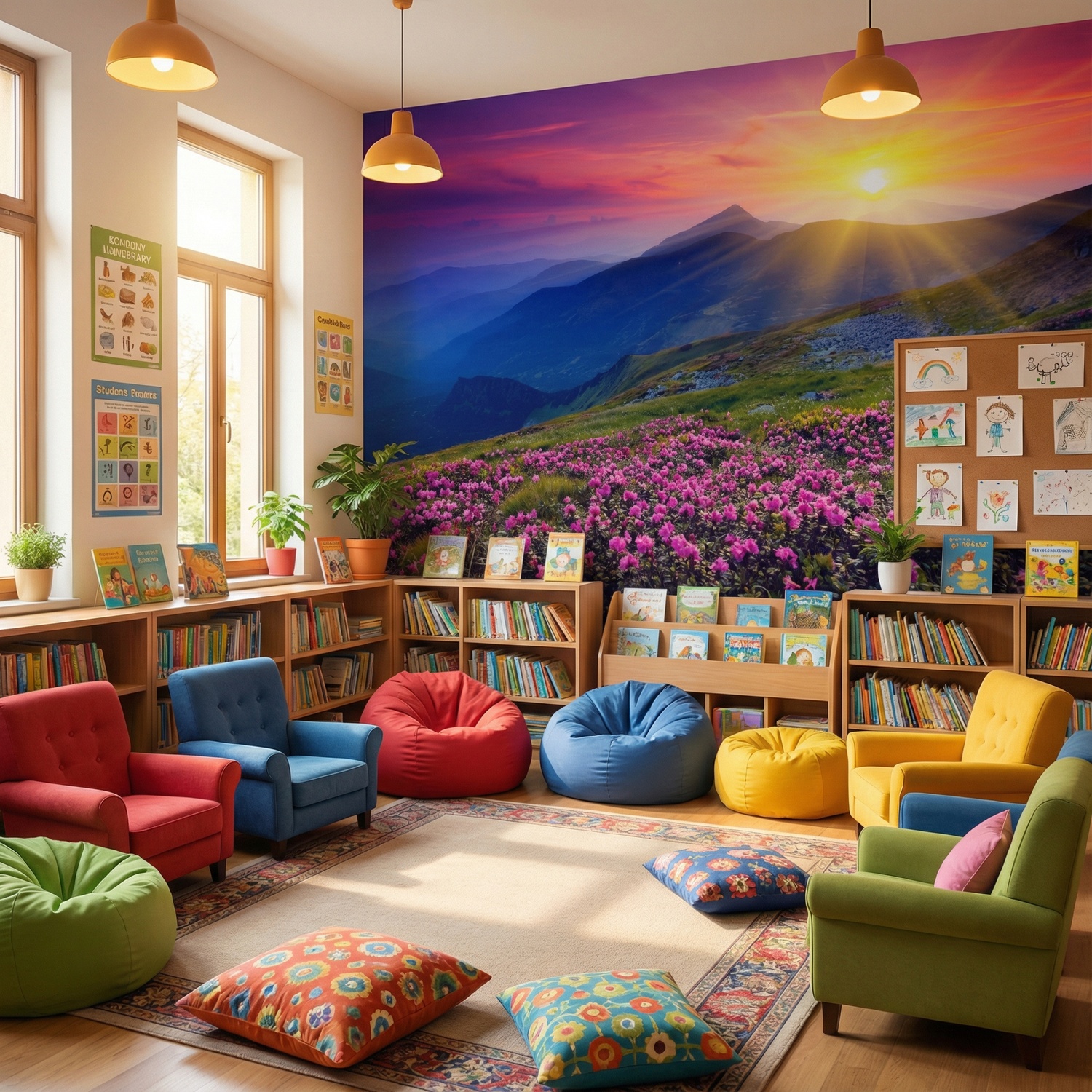 Fotomurales: Atardecer en las monta&ntilde;as