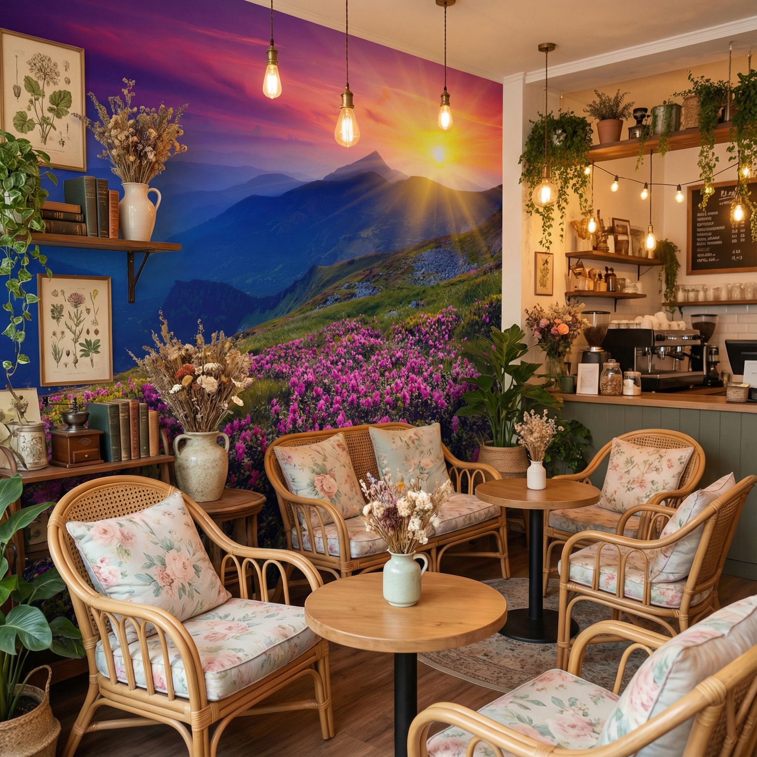 Fotomurales: Atardecer en las monta&ntilde;as