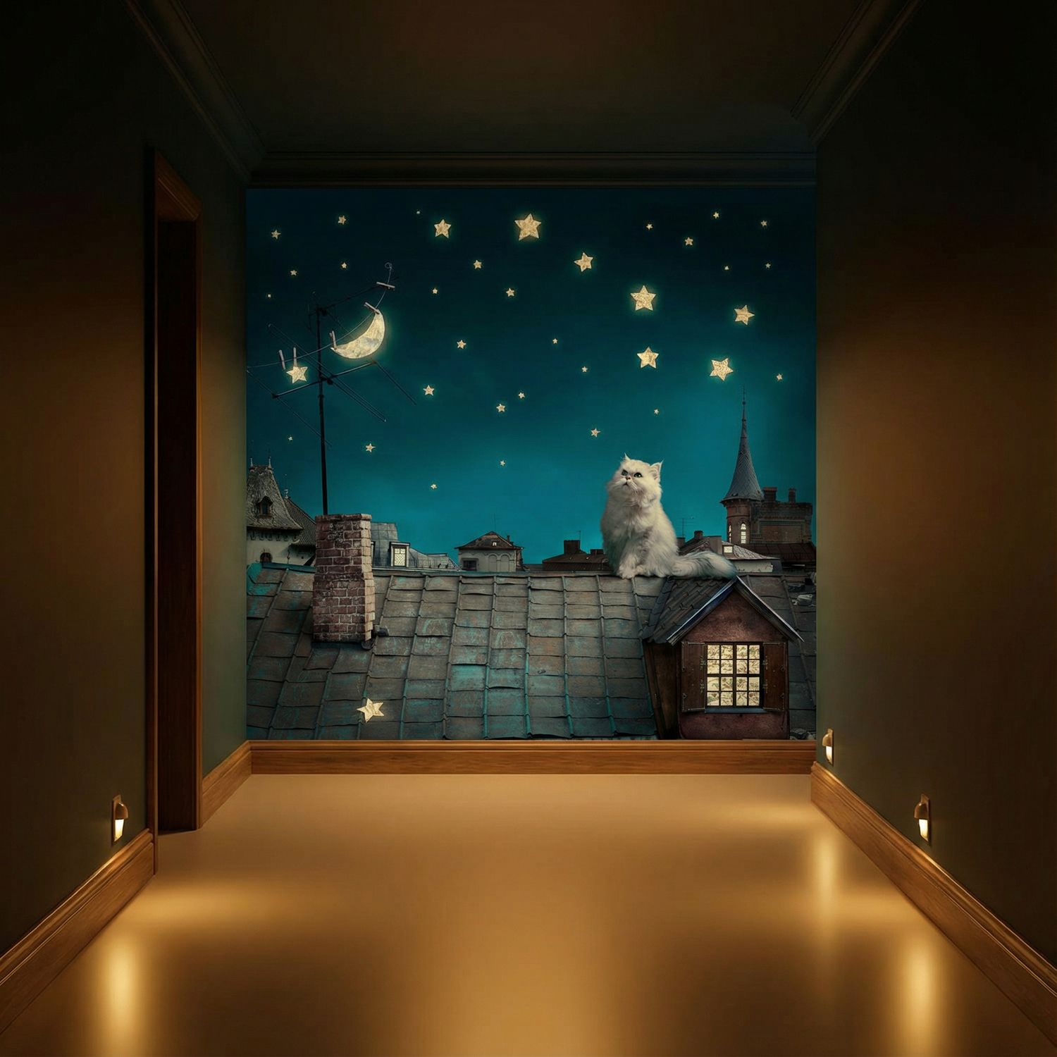 Fotomurales: Gato en el tejado