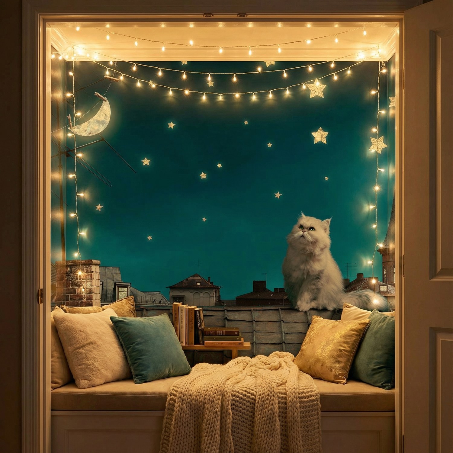 Fotomurales: Gato en el tejado