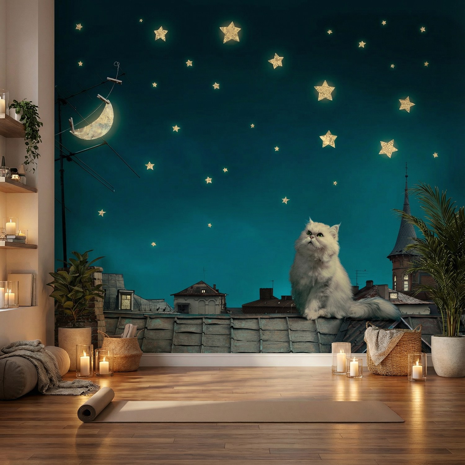 Fotomurales: Gato en el tejado