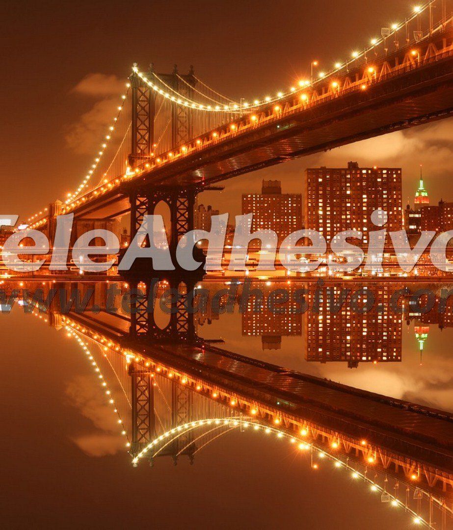 Fotomurales: Puente de Manhattan iluminado