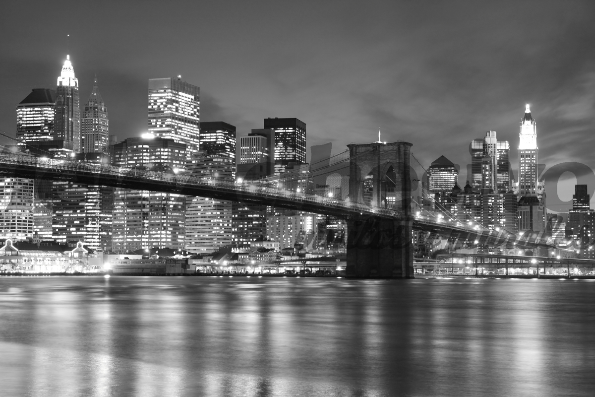 Fotomurales: Puente de Brooklyn en blanco y negro