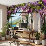 Fotomurales: Terraza mediterr&aacute;nea frente al mar 9