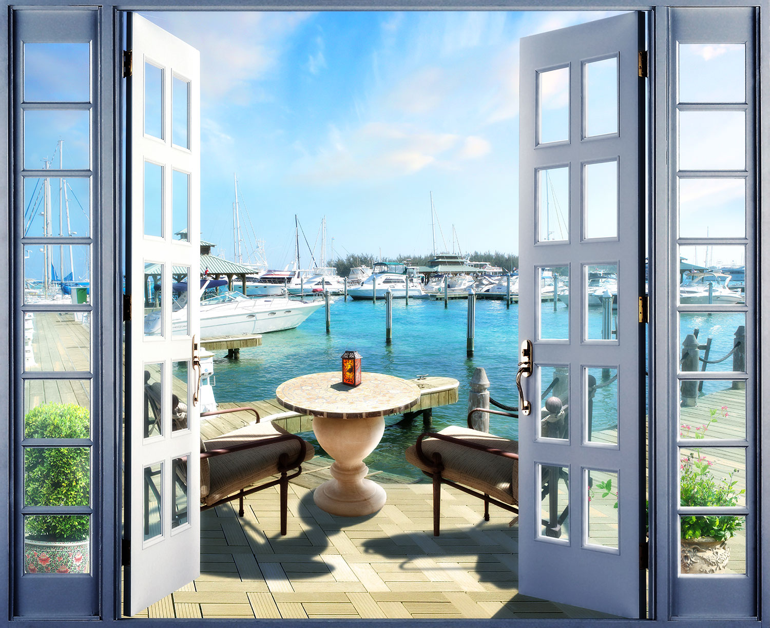 Fotomurales: Terraza al puerto deportivo