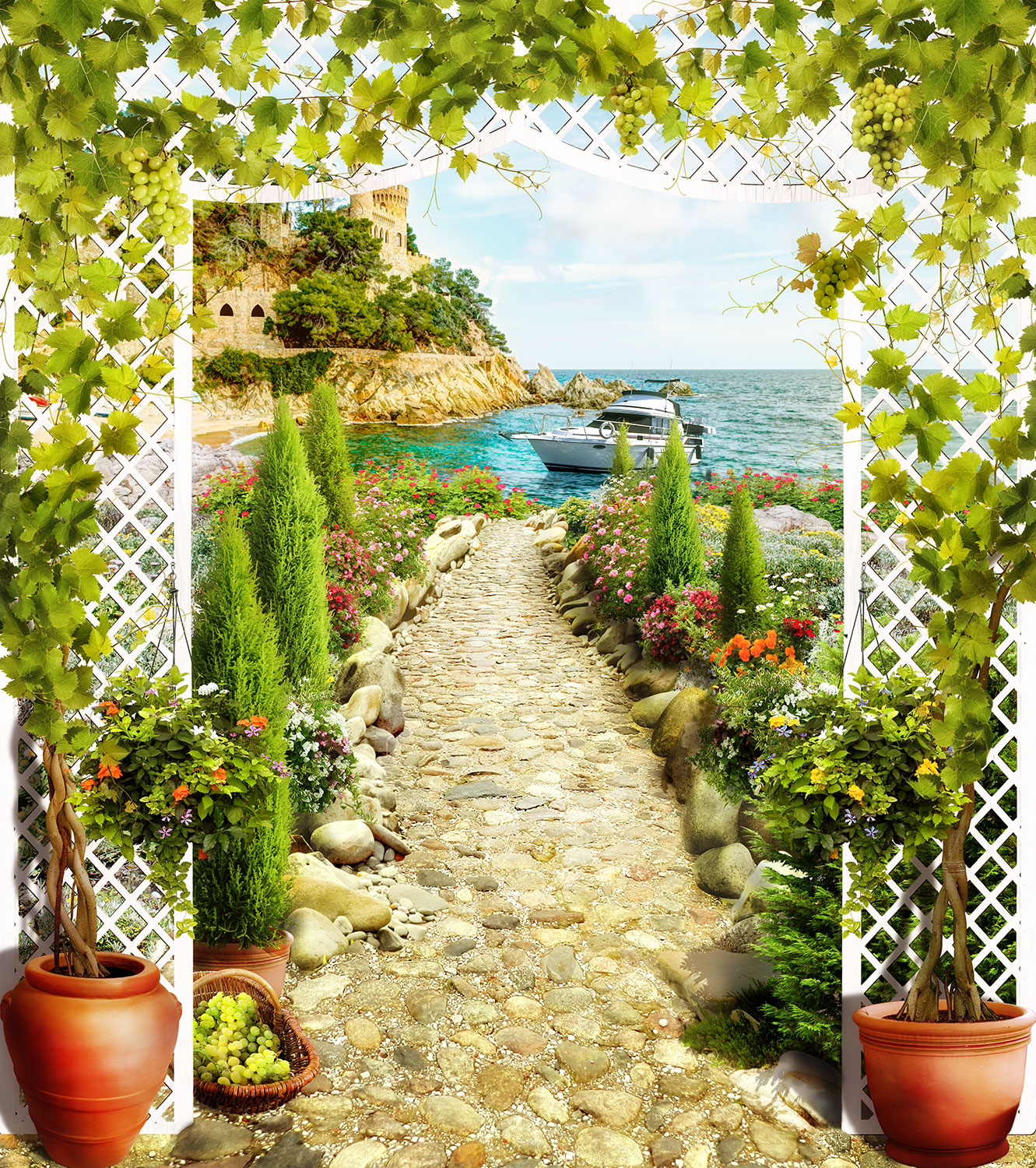 Fotomurales: Jard&iacute;n al mediterr&aacute;neo
