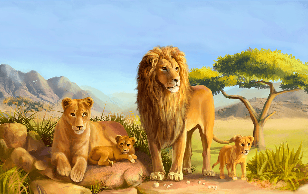 Fotomurales: Familia leones