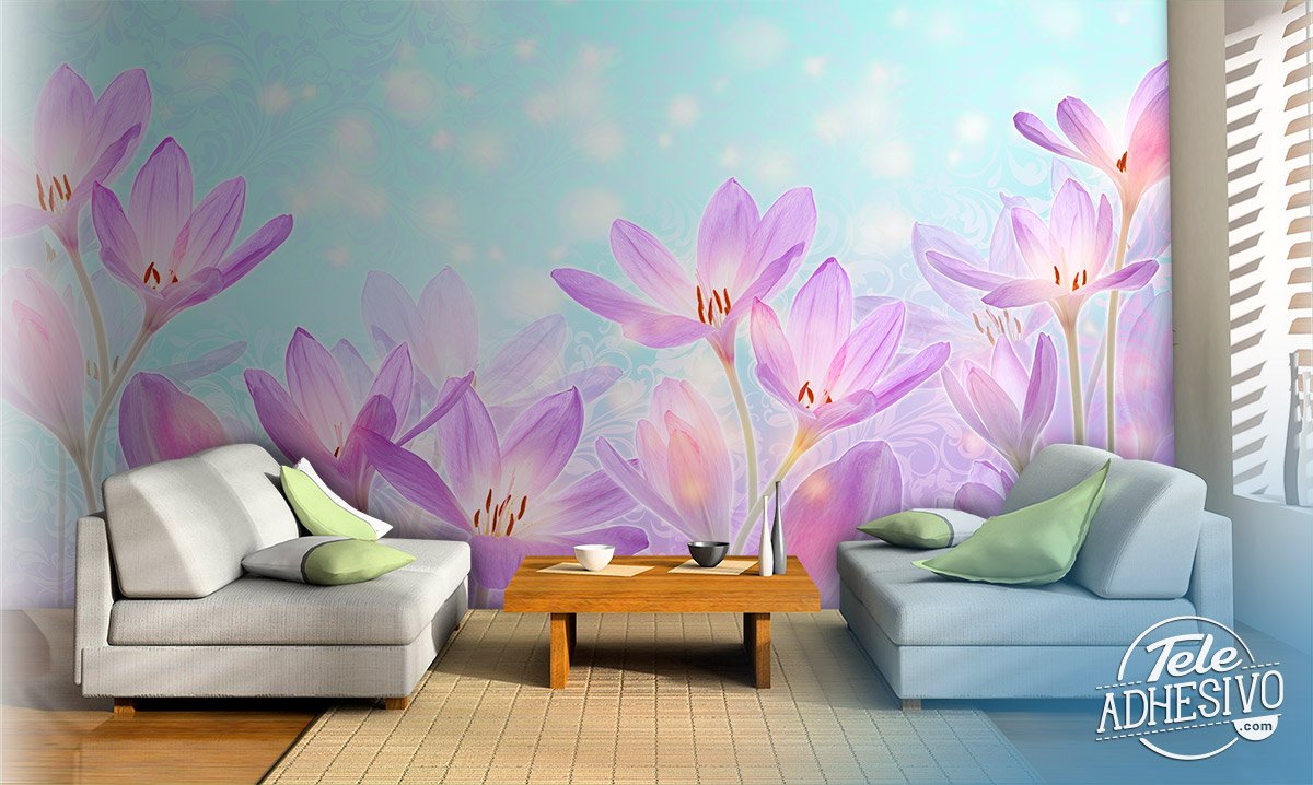 Fotomurales: Flores Violetas Pintadas