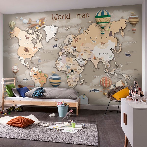 Otras Pegatinas Decorativas Animales Mapa Del Mundo Pegatinas De