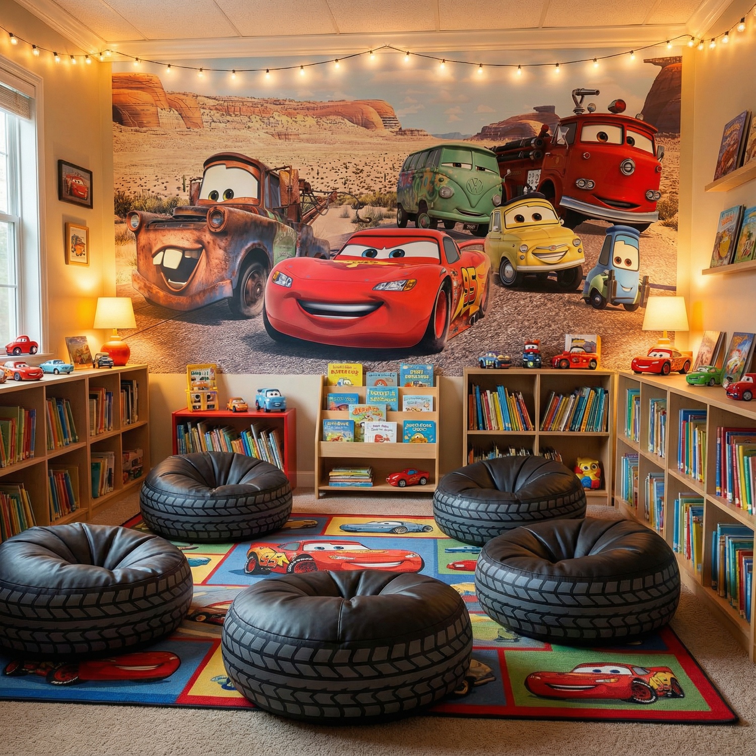 Fotomurales: Rayo Mcqueen y sus Amigos en Radiador Springs