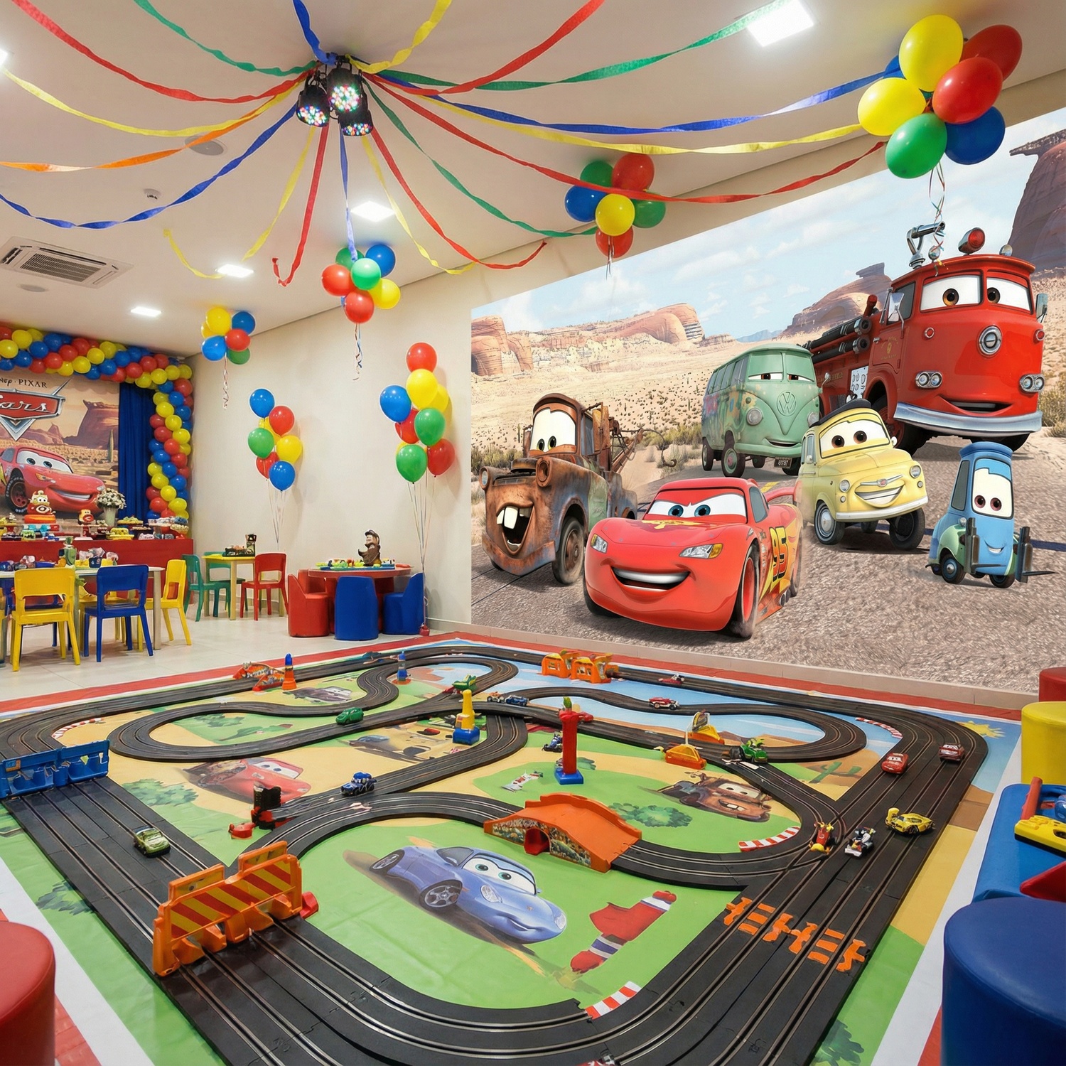 Fotomurales: Rayo Mcqueen y sus Amigos en Radiador Springs