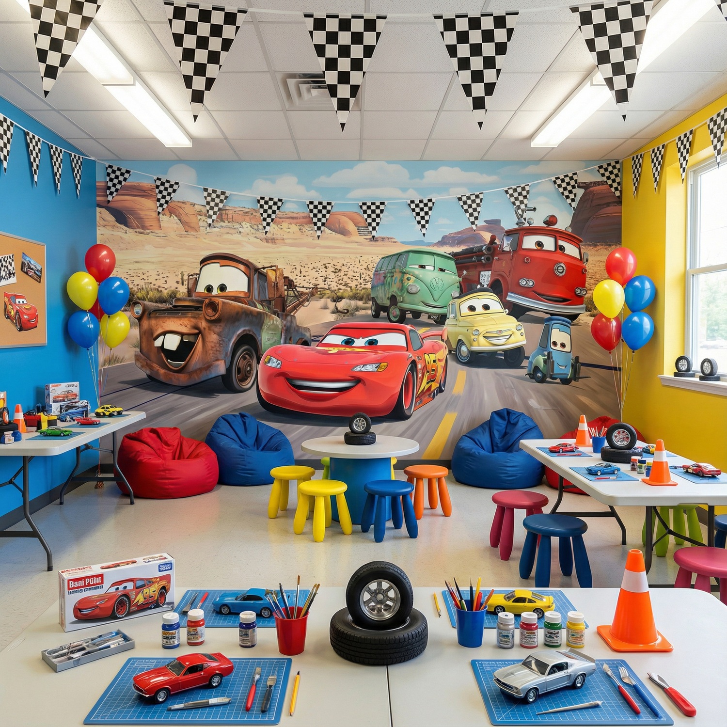 Fotomurales: Rayo Mcqueen y sus Amigos en Radiador Springs