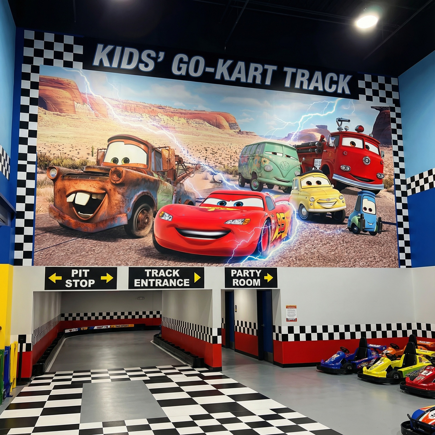 Fotomurales: Rayo Mcqueen y sus Amigos en Radiador Springs