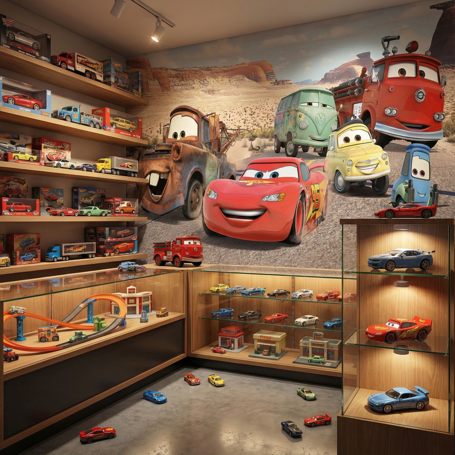 Fotomurales: Rayo Mcqueen y sus Amigos en Radiador Springs