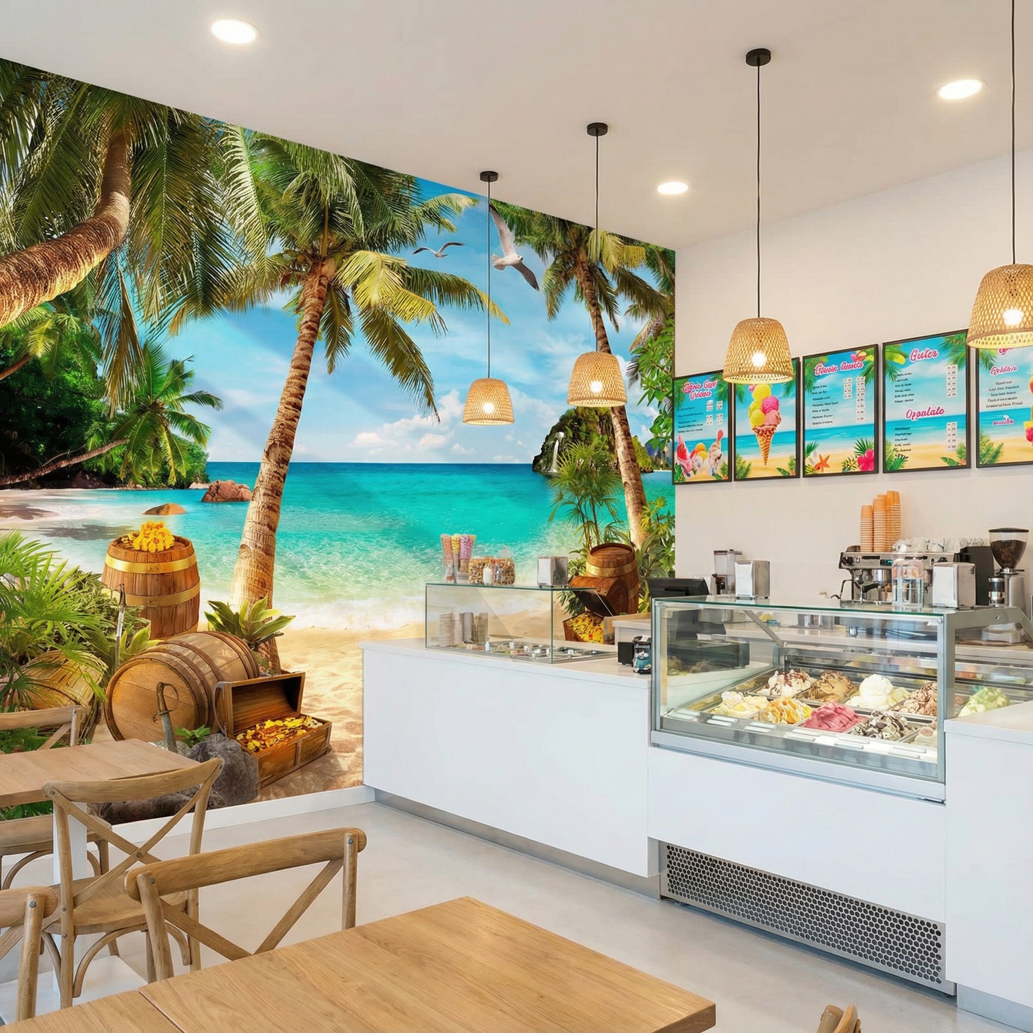 Fotomurales: Gaviotas sobre el Tesoro en la Playa