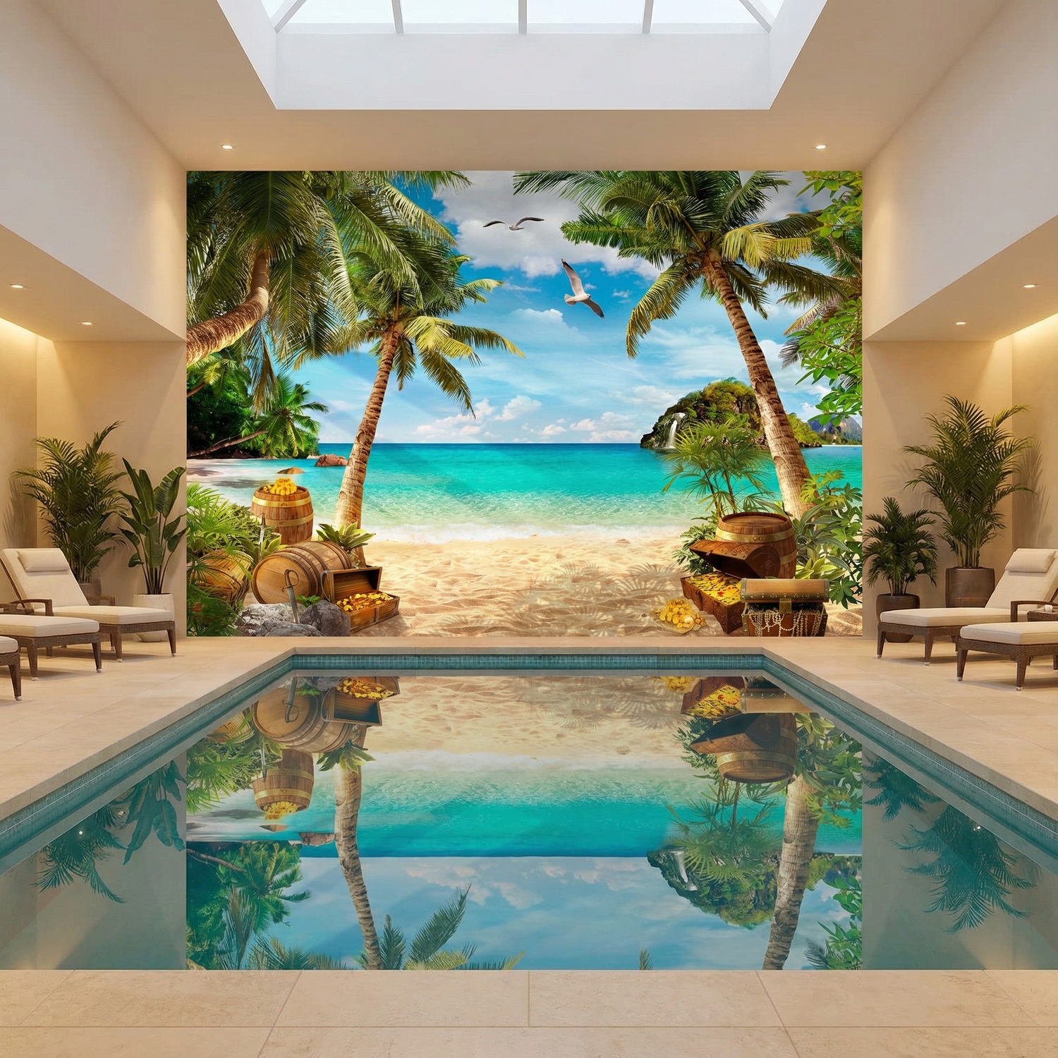 Fotomurales: Gaviotas sobre el Tesoro en la Playa