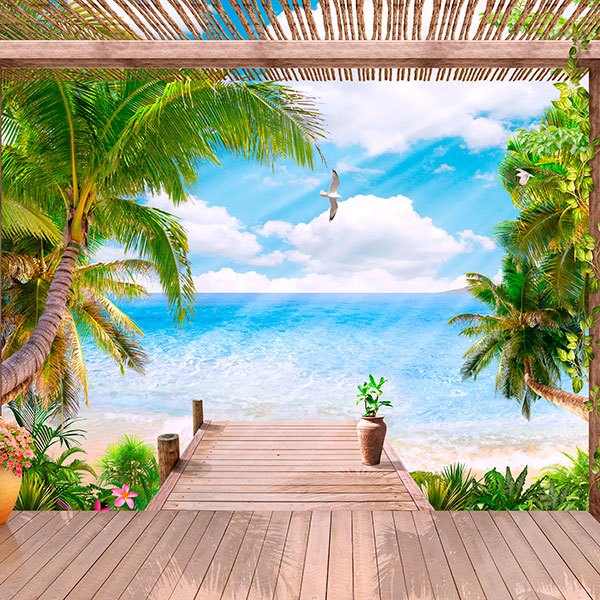 Fotomurales: Porche a la orilla del mar