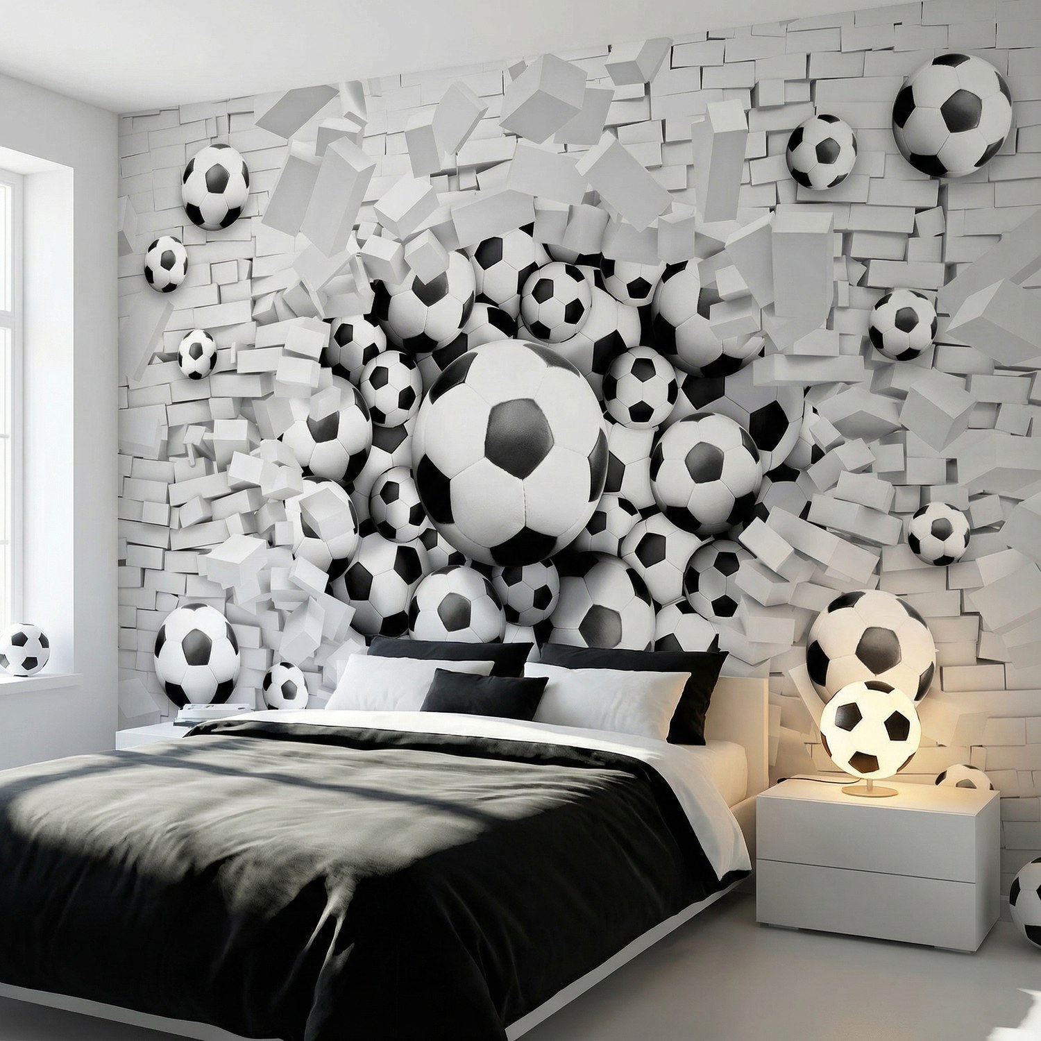 Fotomurales: Balones F&uacute;tbol Rompen la Pared