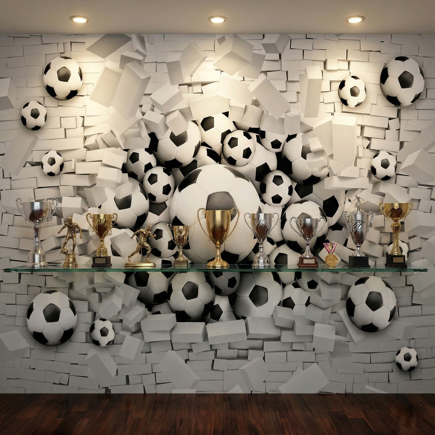 Fotomurales: Balones F&uacute;tbol Rompen la Pared