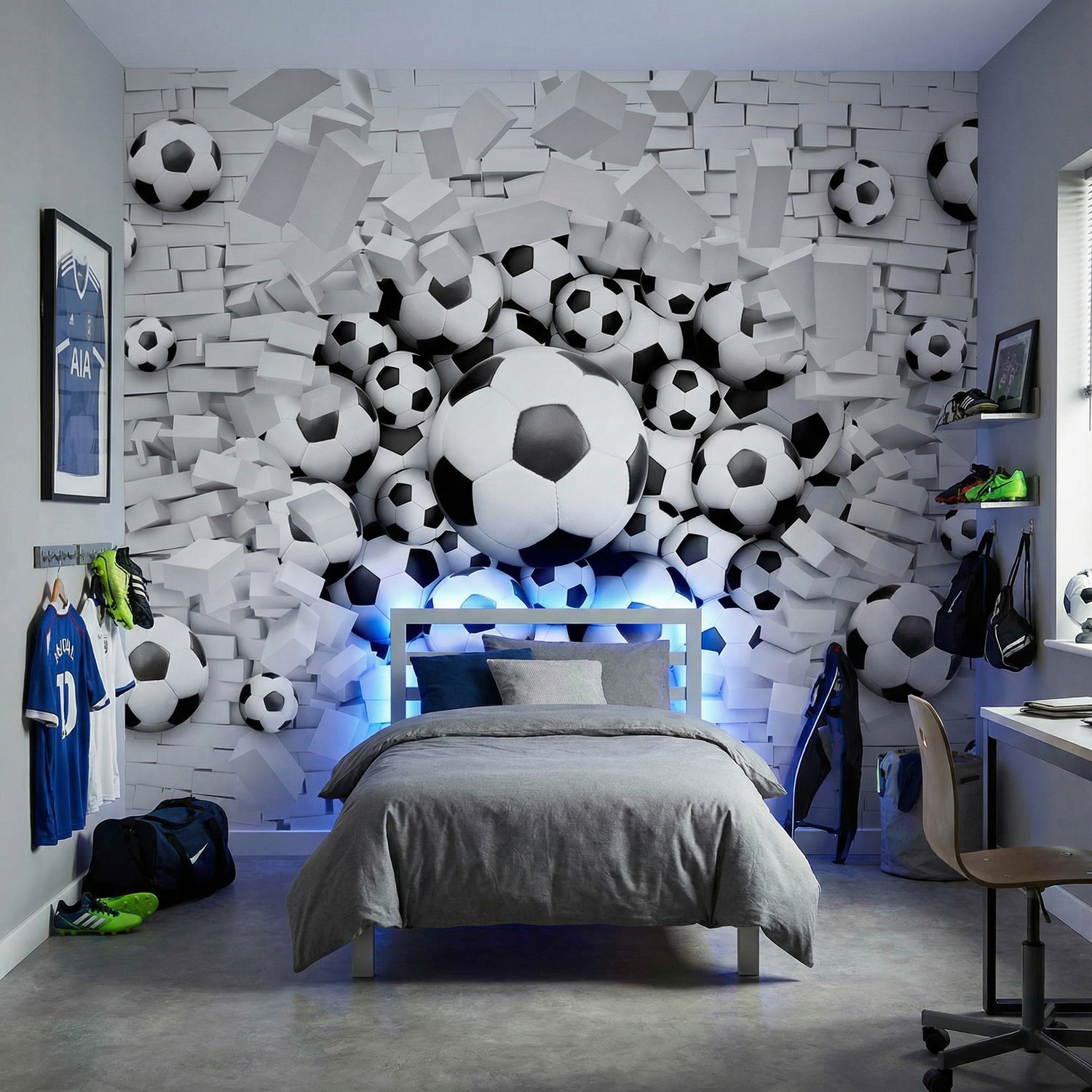 Fotomurales: Balones F&uacute;tbol Rompen la Pared